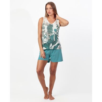 Admas Pijama corto de mujer de punto viscosa en color verde agua. (44) Verde Agua mujer Admas Pijama corto de mujer de punto viscosa en color verde agua. (44) Verde Agua mujer