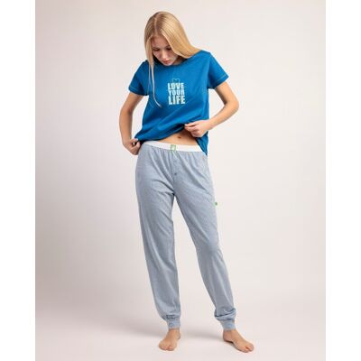 Admas Pijama de mujer de punto de algodón con detalles bordados. (46) Azul mujer Admas Pijama de mujer de punto de algodón con detalles bordados. (46) Azul mujer