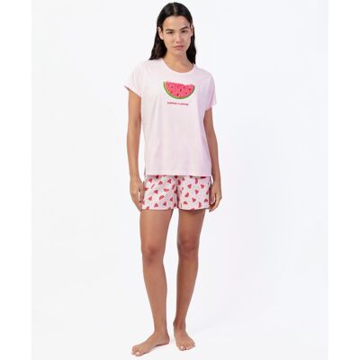 Admas Pijama corto de mujer de punto de algodón con detalles bordados. (46) Rosa mujer Admas Pijama corto de mujer de punto de algodón con detalles bordados. (46) Rosa mujer