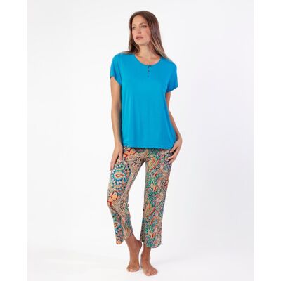 Admas Pijama corto de mujer de punto viscosa en color azul. (42) Azul mujer Admas Pijama corto de mujer de punto viscosa en color azul. (42) Azul mujer