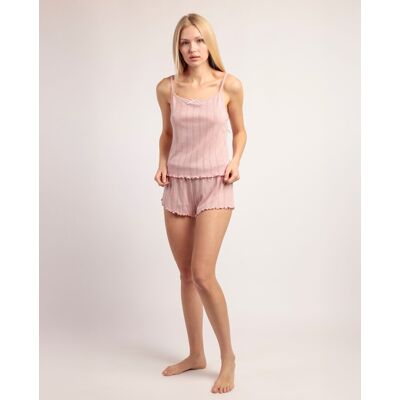 Admas Pijama corto de mujer de punto de algodón con detalles de puntilla lencera. (42) Rosa mujer Admas Pijama corto de mujer de punto de algodón con detalles de puntilla lencera. (42) Rosa mujer