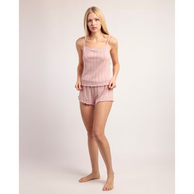 Admas Pijama corto de mujer de punto de algodón con detalles de puntilla lencera. (44) Rosa mujer Admas Pijama corto de mujer de punto de algodón con detalles de puntilla lencera. (44) Rosa mujer
