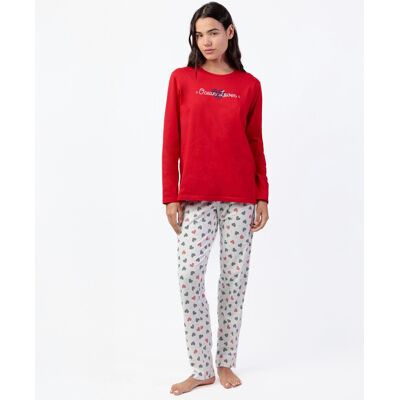 Admas Pijama largo de mujer de punto de algodón con detalles bordados. (48) Rojo mujer Admas Pijama largo de mujer de punto de algodón con detalles bordados. (48) Rojo mujer
