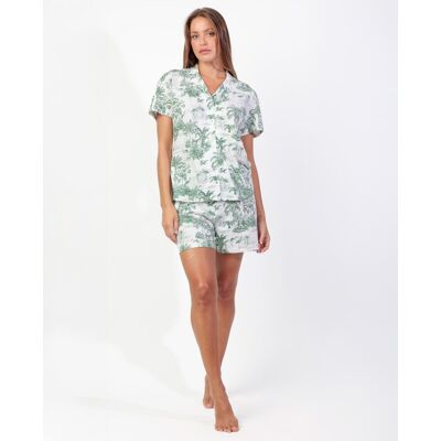 Admas Pijama abierto corto de mujer de punto de algodón en color verde. (48) Verde mujer Admas Pijama abierto corto de mujer de punto de algodón en color verde. (48) Verde mujer