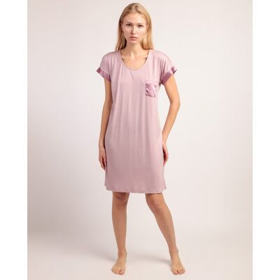 Admas Camisón corto de mujer de punto modal con detalles satinados. (40) Rosa mujer Admas Camisón corto de mujer de punto modal con detalles satinados. (40) Rosa mujer