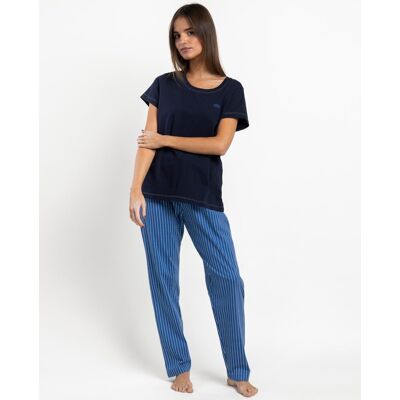 Admas Pijama largo de mujer de punto de algodón en color azul marino. (46) Azul marino mujer Admas Pijama largo de mujer de punto de algodón en color azul marino. (46) Azul marino mujer