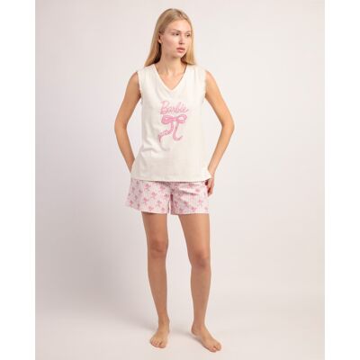 Admas Pijama corto de mujer de punto de algodón con detalles en brillo. (42) Crudo mujer Admas Pijama corto de mujer de punto de algodón con detalles en brillo. (42) Crudo mujer
