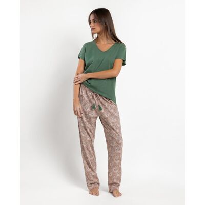 Admas Pijama largo de mujer de punto de algodón en color verde. (46) Verde mujer Admas Pijama largo de mujer de punto de algodón en color verde. (46) Verde mujer