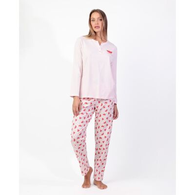 Admas Pijama largo de mujer de punto de algodón con detalles bordados. (48) Rosa mujer Admas Pijama largo de mujer de punto de algodón con detalles bordados. (48) Rosa mujer