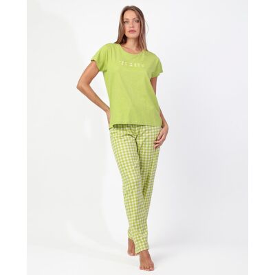 Admas Pijama de mujer de punto de algodón con detalles bordados. (46) Verde claro mujer Admas Pijama de mujer de punto de algodón con detalles bordados. (46) Verde claro mujer
