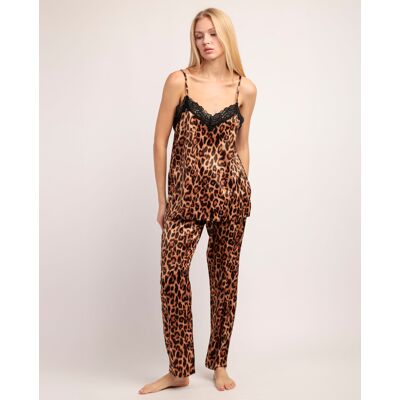 Admas Pijama de mujer de tela satén con detalles de puntilla lencera. (40) Multicolor mujer Admas Pijama de mujer de tela satén con detalles de puntilla lencera. (40) Multicolor mujer