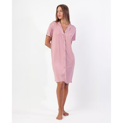 Admas Camisón corto abierto de mujer de punto viscosa con detalles bordados. (50) Rosa mujer Admas Camisón corto abierto de mujer de punto viscosa con detalles bordados. (50) Rosa mujer
