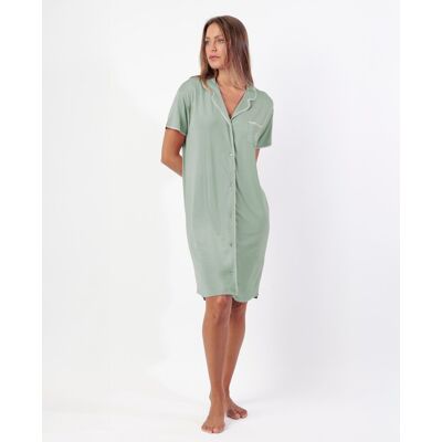 Admas Camisón corto abierto de mujer de punto viscosa con detalles bordados. (50) Verde mujer Admas Camisón corto abierto de mujer de punto viscosa con detalles bordados. (50) Verde mujer