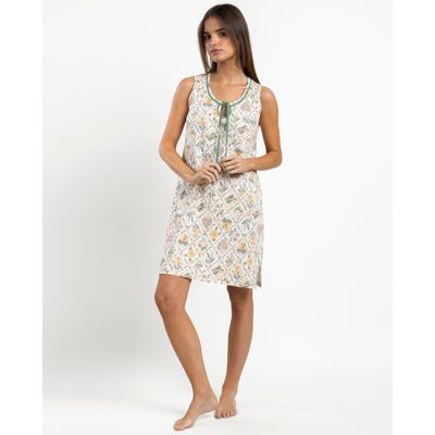 Admas Camisón corto de mujer de punto de algodón con detalles en relieve. (48) Verde mujer Admas Camisón corto de mujer de punto de algodón con detalles en relieve. (48) Verde mujer