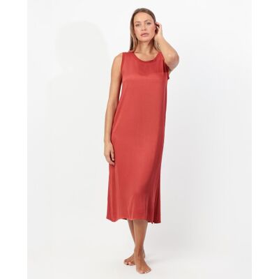 Admas Vestido sin mangas de tela satén largo. (46) Naranja mujer Admas Vestido sin mangas de tela satén largo. (46) Naranja mujer