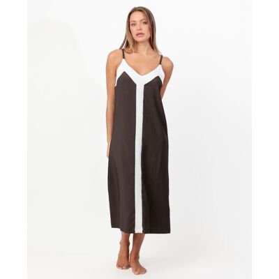 Admas Vestido de tirantes de tela de largo midi. (46) Marrón mujer Admas Vestido de tirantes de tela de largo midi. (46) Marrón mujer