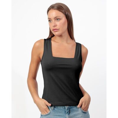 Admas Camiseta interior de mujer de punto liso con escote cuadrado. (42) Negro mujer Admas Camiseta interior de mujer de punto liso con escote cuadrado. (42) Negro mujer