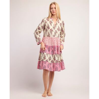 Admas Vestido de manga larga de tela viscosa corto. (42) Rosa mujer Admas Vestido de manga larga de tela viscosa corto. (42) Rosa mujer