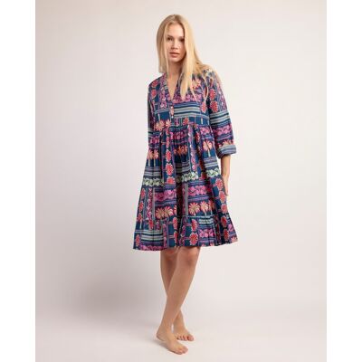 Admas Vestido de manga larga de tela viscosa corto. (40) Azul mujer Admas Vestido de manga larga de tela viscosa corto. (40) Azul mujer