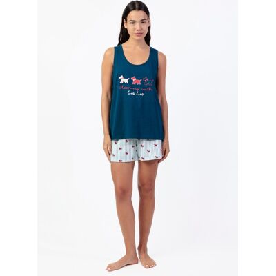Admas Pijama corto de mujer de punto de algodón detalles en relieve. (40) Azul marino mujer Admas Pijama corto de mujer de punto de algodón detalles en relieve. (40) Azul marino mujer
