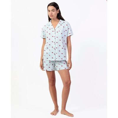 Admas Pijama abierto corto de mujer de punto de algodón en color azul marino. (42) Azul marino mujer Admas Pijama abierto corto de mujer de punto de algodón en color azul marino. (42) Azul marino mujer