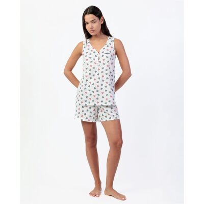 Admas Pijama corto de mujer de punto de algodón con detalles bordados. (44) Crudo mujer Admas Pijama corto de mujer de punto de algodón con detalles bordados. (44) Crudo mujer
