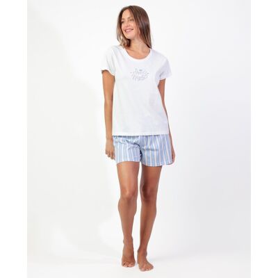 Admas Pijama corto de mujer de punto viscosa en color blanco. (46) Blanco mujer Admas Pijama corto de mujer de punto viscosa en color blanco. (46) Blanco mujer