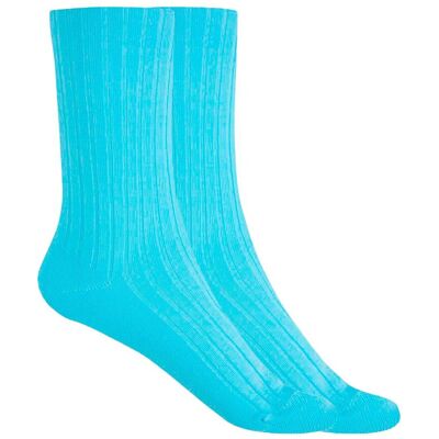 Blanco Pack de 2 pares de calcetines de mujer de bambú canalé con puño no aprieta. (Única) Turquesa mujer Blanco Pack de 2 pares de calcetines de mujer de bambú canalé con puño no aprieta. (Única) Turquesa mujer
