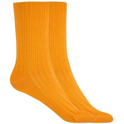 Blanco Pack de 2 pares de calcetines de mujer de bambú canalé con puño no aprieta. (Única) Mostaza mujer Blanco Pack de 2 pares de calcetines de mujer de bambú canalé con puño no aprieta. (Única) Mostaza mujer
