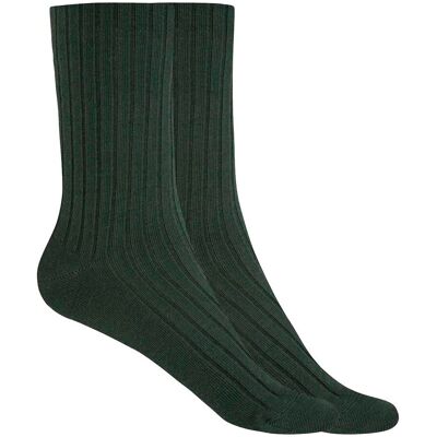 Blanco Pack de 2 pares de calcetines de mujer de bambú canalé con puño no aprieta. (Única) Verde oscuro mujer Blanco Pack de 2 pares de calcetines de mujer de bambú canalé con puño no aprieta. (Única) Verde oscuro mujer