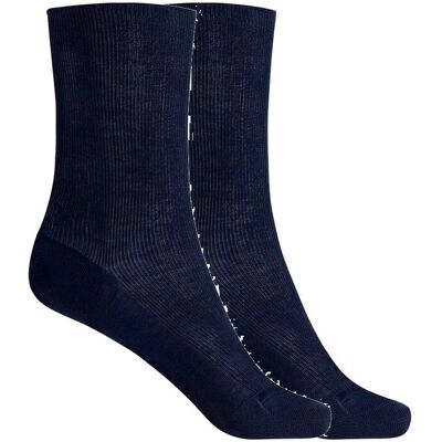 Blanco Pack de 2 pares de calcetines de mujer de algodón mercerizado de canalé antialérgico. (38-39) Azul marino mujer Blanco Pack de 2 pares de calcetines de mujer de algodón mercerizado de canalé antialérgico. (38-39) Azul marino mujer