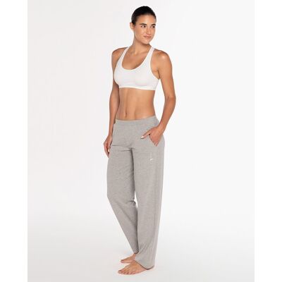 Blanco Pantalónes largos de mujer de algodón elástico. (44) Gris mujer Blanco Pantalónes largos de mujer de algodón elástico. (44) Gris mujer