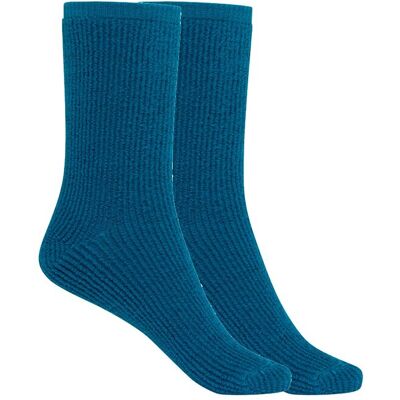 Blanco Pack de 2 pares de calcetines de mujer de orlón con rizo exterior. (Única) Azul royal mujer Blanco Pack de 2 pares de calcetines de mujer de orlón con rizo exterior. (Única) Azul royal mujer