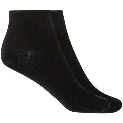 Blanco Pack de 2 pares de calcetines de mujer de algodón tobilleros lisos con puño roulé. (Única) Negro mujer Blanco Pack de 2 pares de calcetines de mujer de algodón tobilleros lisos con puño roulé. (Única) Negro mujer