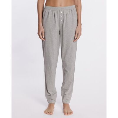 Blanco Pantalón largo de mujer en algodón elástico. (40) Gris mujer Blanco Pantalón largo de mujer en algodón elástico. (40) Gris mujer