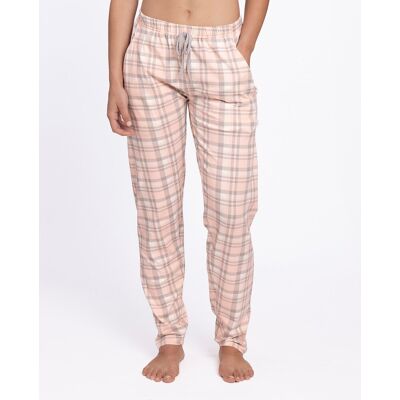 Blanco Pantalón homewear de mujer largo en algodón elástico. (42) Beige/Rosa mujer Blanco Pantalón homewear de mujer largo en algodón elástico. (42) Beige/Rosa mujer