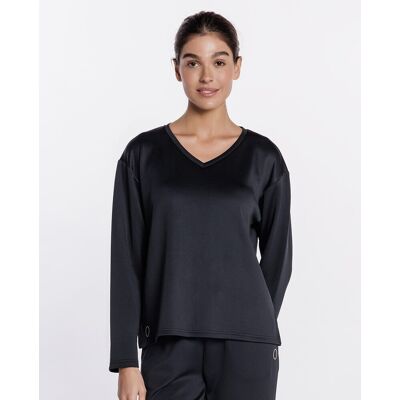 Blanco Camiseta de mujer de viscosa elástica. (44) Negro mujer Blanco Camiseta de mujer de viscosa elástica. (44) Negro mujer