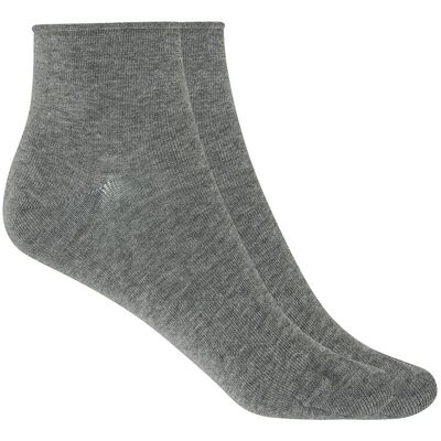 Blanco Pack de 2 pares de calcetines de mujer de algodón tobilleros lisos con puño roulé. (Única) Gris mujer Blanco Pack de 2 pares de calcetines de mujer de algodón tobilleros lisos con puño roulé. (Única) Gris mujer