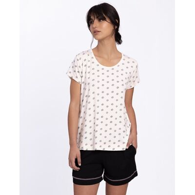 Pijama corto de mujer estampado y de viscosa. (40) Negro / Blanco mujer Pijama corto de mujer estampado y de viscosa. (40) Negro / Blanco mujer