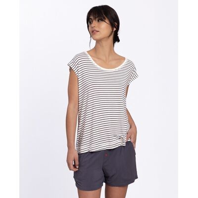 Blanco Pijama corto de mujer de modal estampado. (38) Azul marino mujer Blanco Pijama corto de mujer de modal estampado. (38) Azul marino mujer