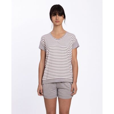 Blanco Pijama corto de mujer en modal estampado. (38) Gris mujer Blanco Pijama corto de mujer en modal estampado. (38) Gris mujer