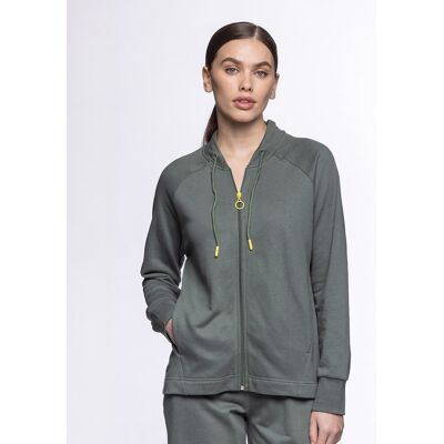 Blanco Chaqueta abierta homewear de mujer de algodón y modal fleece. (42) Verde mujer Blanco Chaqueta abierta homewear de mujer de algodón y modal fleece. (42) Verde mujer