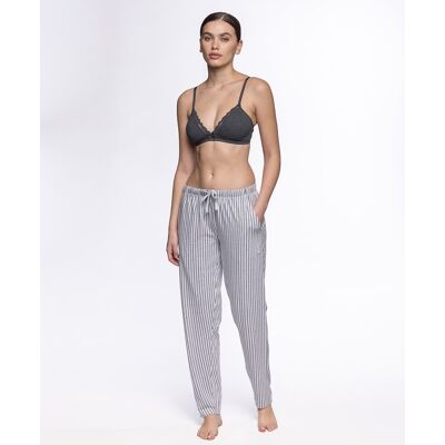Blanco Pantalón largo de mujer en algodón elástico. (36) Gris claro mujer Blanco Pantalón largo de mujer en algodón elástico. (36) Gris claro mujer