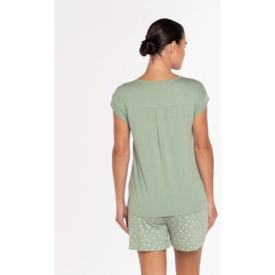 Blanco Pijama de mujer corto de bambú y algodón. (36) Verde mujer Blanco Pijama de mujer corto de bambú y algodón. (36) Verde mujer