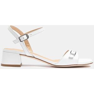 Unisa Sandalia de mujer de piel de tacón bloque. (37) Blanco roto mujer Unisa Sandalia de mujer de piel de tacón bloque. (37) Blanco roto mujer