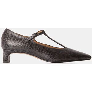 Farrutx Zapatos de salón confeccionados en piel grabada pitón de puntera cuadrada. (41) Negro mujer Farrutx Zapatos de salón confeccionados en piel grabada pitón de puntera cuadrada. (41) Negro mujer