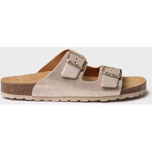 Toni Sandalias planas de mujer de serraje con hebillas. (33) Oro mujer Toni Sandalias planas de mujer de serraje con hebillas. (33) Oro mujer