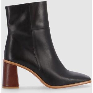 ALOHAS Botines de mujer de piel con tacón bloque y punta cuadrada. (40) Marrón mujer ALOHAS Botines de mujer de piel con tacón bloque y punta cuadrada. (40) Marrón mujer