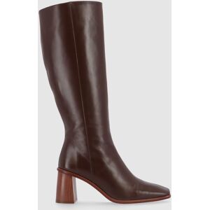 ALOHAS Botas de mujer de piel altas con tacón cuadrado y punta cuadrada. (39) Marrón mujer ALOHAS Botas de mujer de piel altas con tacón cuadrado y punta cuadrada. (39) Marrón mujer