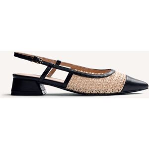 Gioseppo Bailarinas con tacón de mujer estilo salones destalonados con rafia y forro de rejilla. (41) Negro / Natural mujer Gioseppo Bailarinas con tacón de mujer estilo salones destalonados con rafia y forro de rejilla. (41) Negro / Natural mujer